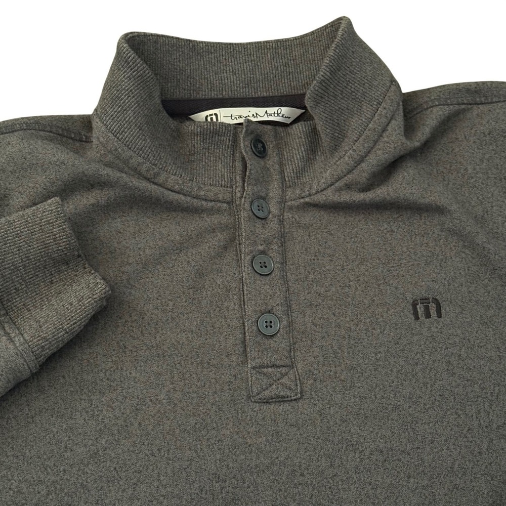 Travis Mathew Mens Pullover‎ Sweatshirt Dark Gray 1/4 Zip Mock Neck Size XL